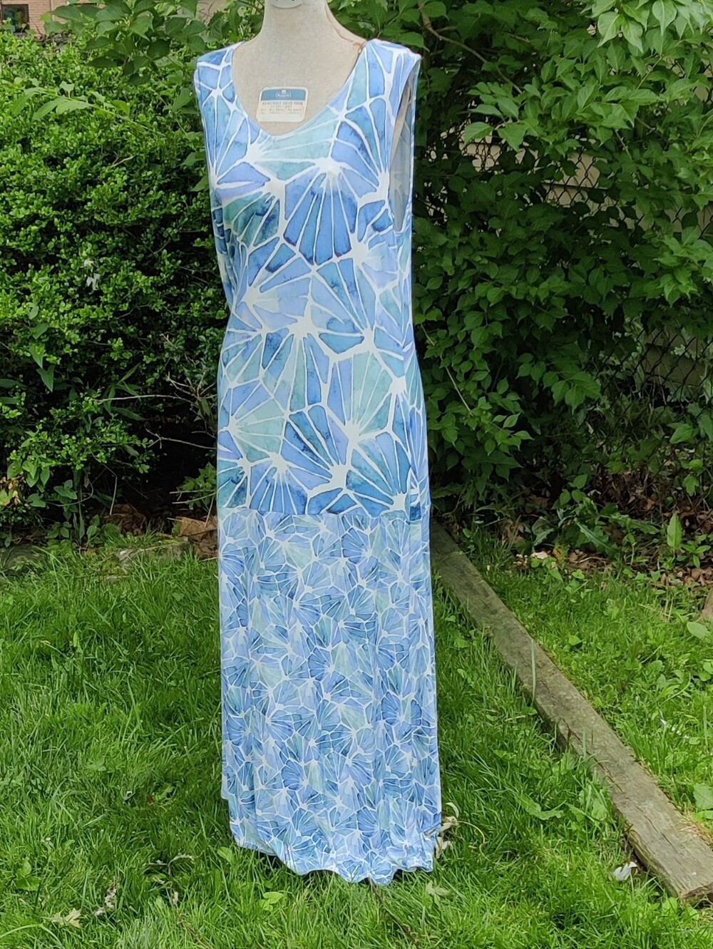Sleeveless Blue Floral Maxi Dress